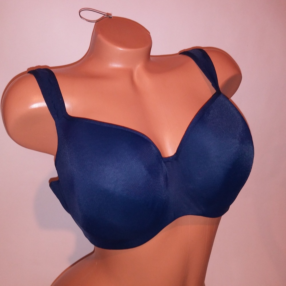 Cacique Bra 40dd Navy Blue Solid Underwire - image 2